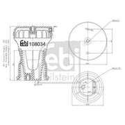 Febi Air Suspension Bellow 130mm Rear 108034