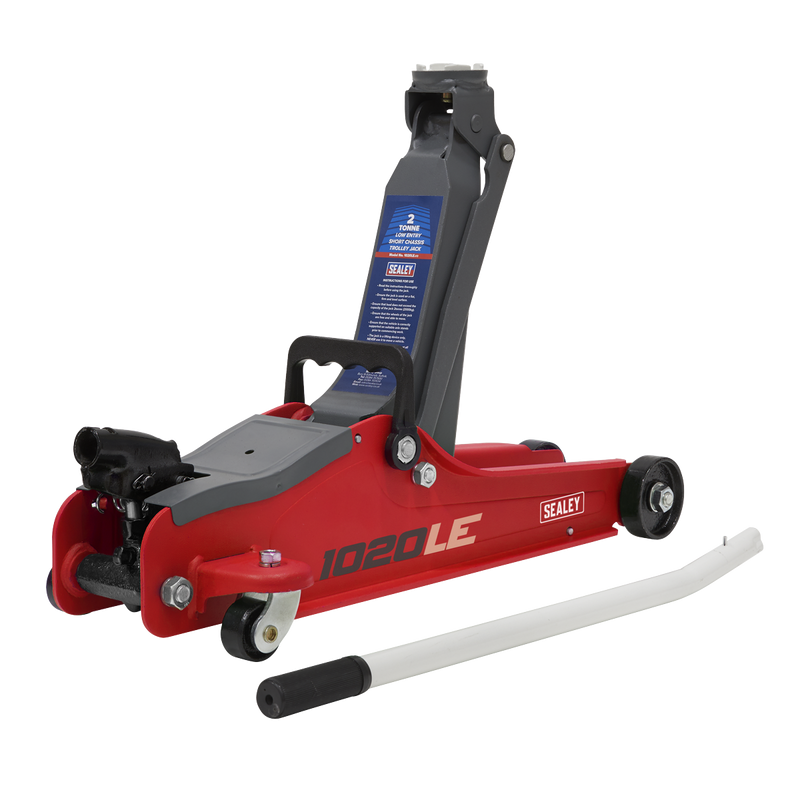 Sealey Trolley Jack 2 Tonne Low Entry Short Chassis & Accessories Bag