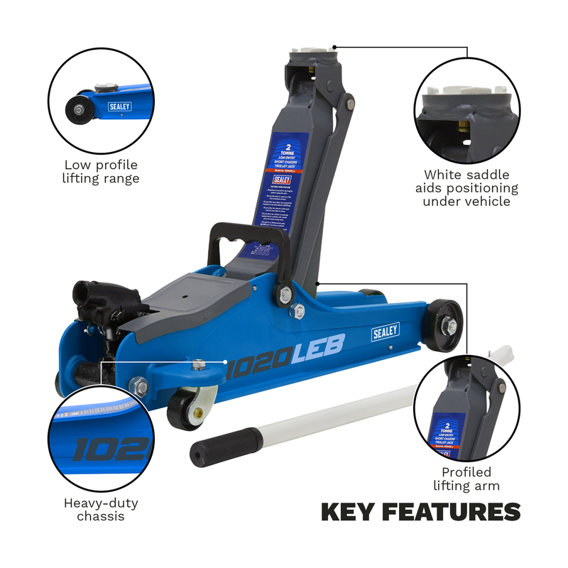 Sealey Trolley Jack 2 Tonne Low Profile Model 1020LEB