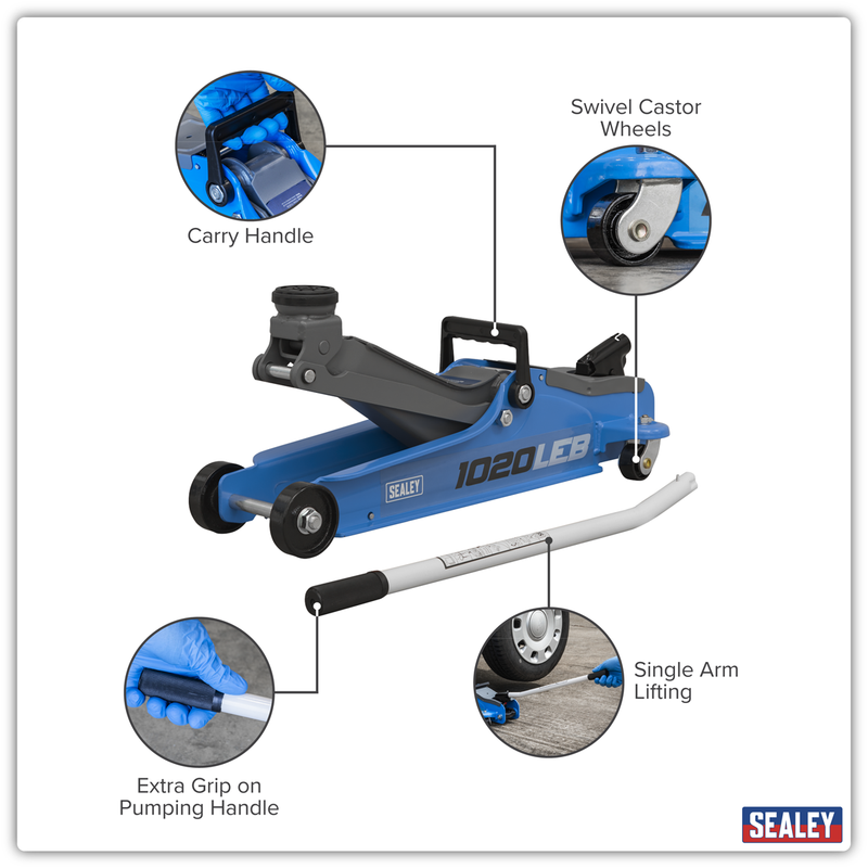 Sealey Trolley Jack 2 Tonne Low Profile Model 1020LEB