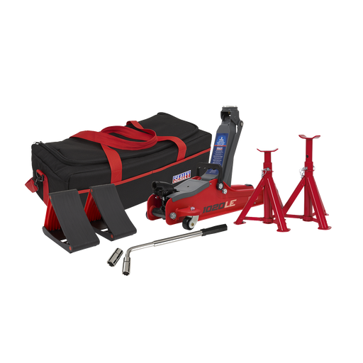 Sealey Trolley Jack 2 Tonne Low Entry Short Chassis & Accessories Bag
