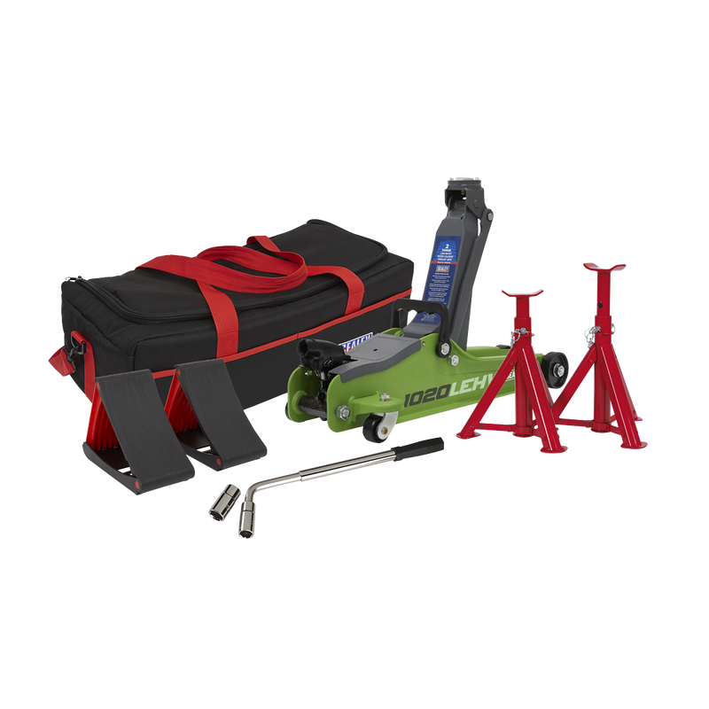 Sealey Low Entry Short Chassis Trolley Jack 2 Tonne Combo
