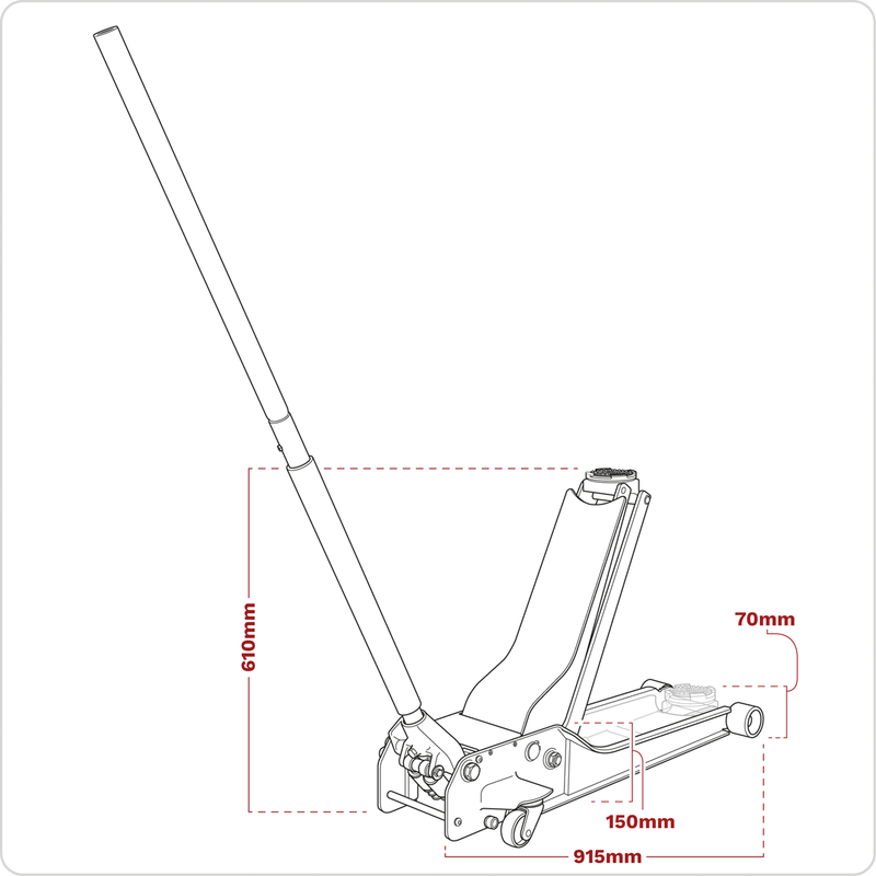Sealey Trolley Jack 1.5 Tonne Low Profile Long Reach 915mm