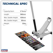 Sealey Trolley Jack 2 Tonne Model 2000CW Low Profile