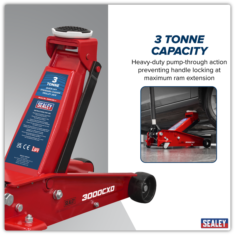 Sealey Trolley Jack 3 Tonne Quick Lift Model 3000CXD