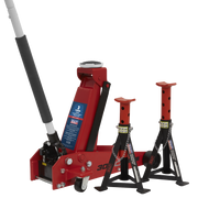 Sealey Trolley Jack 3 Tonne with Axle Stands 6 Tonne Capacity