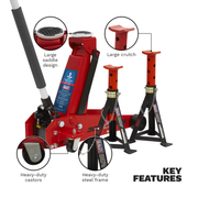 Sealey Trolley Jack 3 Tonne with Axle Stands 6 Tonne Capacity