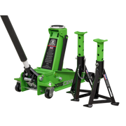 Sealey Trolley Jack 3 Tonne with Axle Stands - Green