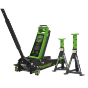 Sealey Premier 3 Tonne Trolley Jack with Axle Stands Combo Set