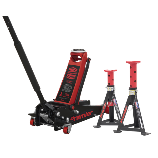 Sealey Premier Trolley Jack 3 Tonne & Axle Stands Combo 3040ARCOMBO