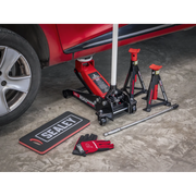 Sealey Trolley Jack Combo 3 Tonne with Axle Stands & Gloves