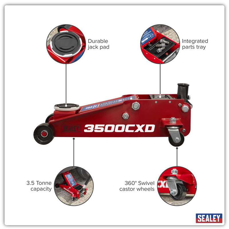 Sealey Trolley Jack 3.5 Tonne Model 3500CXD