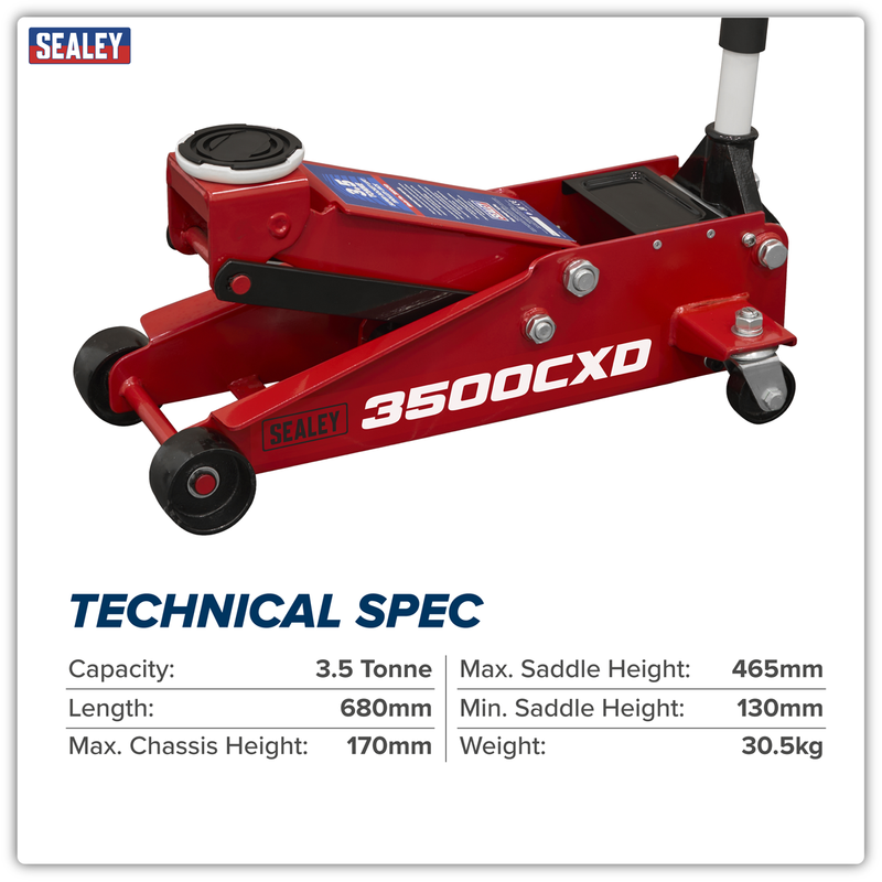 Sealey Trolley Jack 3.5 Tonne Model 3500CXD