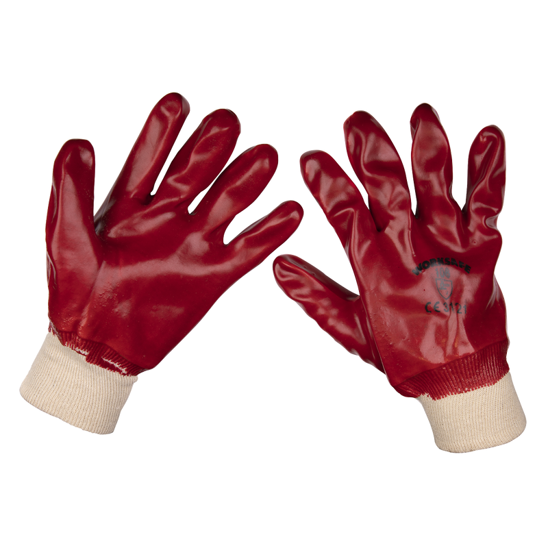 Worksafe Large PVC Knit Wrist Gloves 12 Pairs - Safety Hand Protection