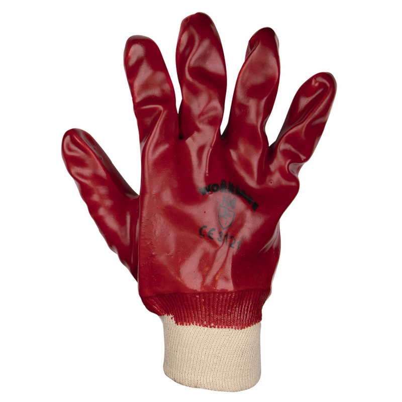 Worksafe Large PVC Knit Wrist Gloves 12 Pairs - Safety Hand Protection