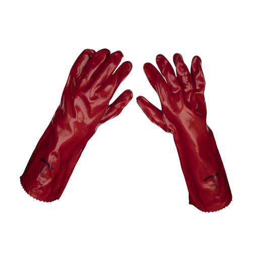Worksafe Gauntlets 450mm Red PVC - 12 Pairs for Hand Protection