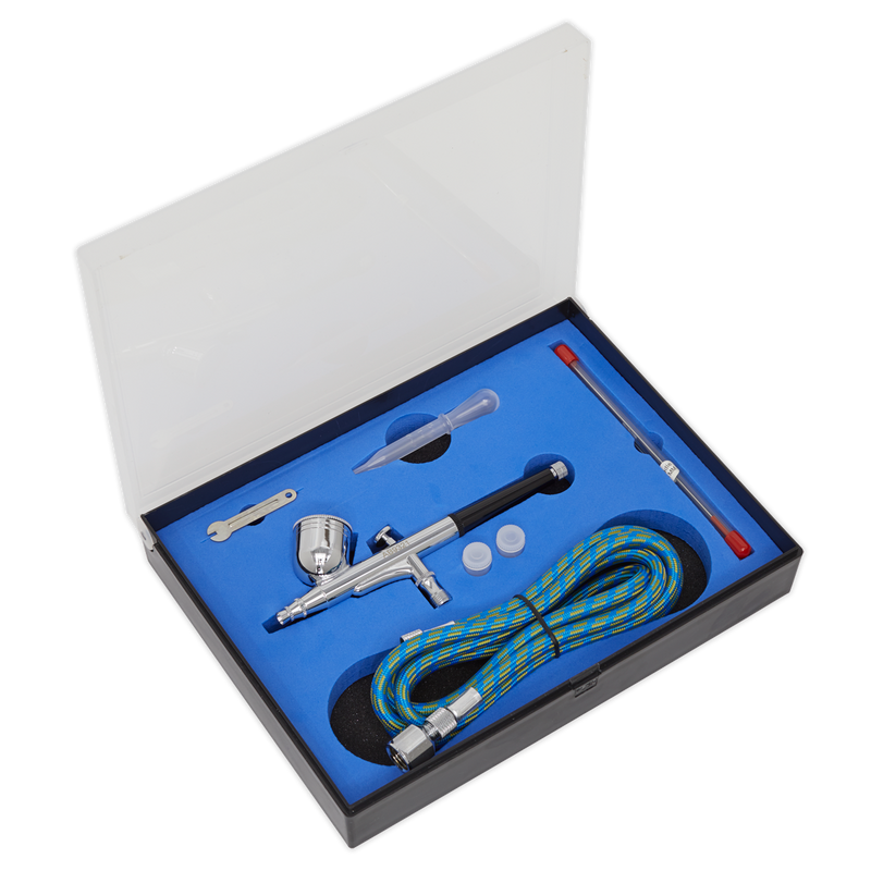 Sealey Gravity Feed Air Brush Kit 7cc with Nozzle Sizes 0.2-0.5mm