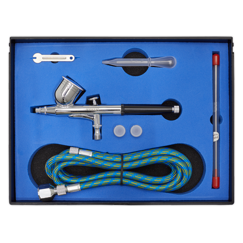 Sealey Gravity Feed Air Brush Kit 7cc with Nozzle Sizes 0.2-0.5mm