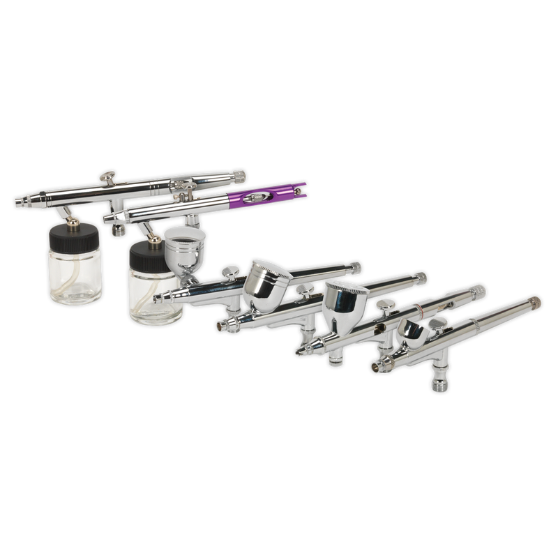 Sealey Mini Air Brush Kit 10 Piece 7-22cc Cup Capacity