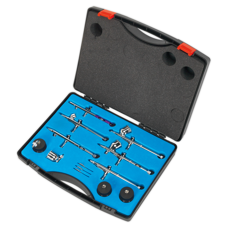 Sealey Mini Air Brush Kit 10 Piece 7-22cc Cup Capacity