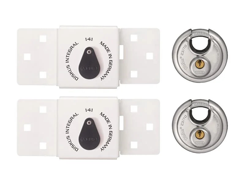 ABUS Mechanical 141/200 Diskus® Integral Van Lock White & 26/70mm Diskus®
