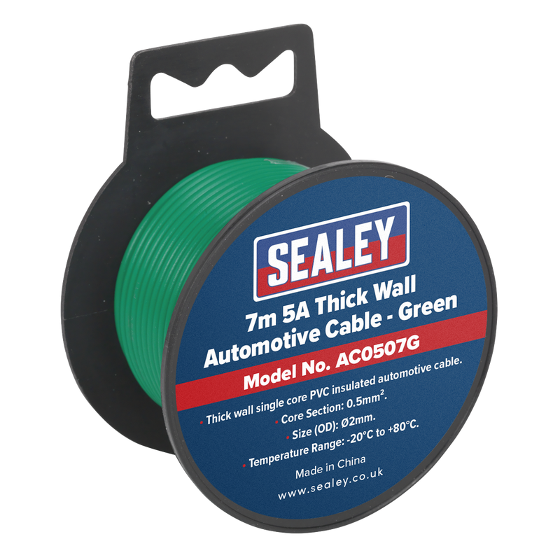 Sealey 5A Thick Wall Automotive Cable 7m - Black