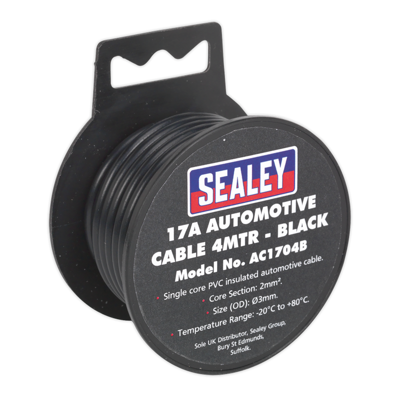 Sealey 17A Thick Wall Automotive Cable 4m - Black