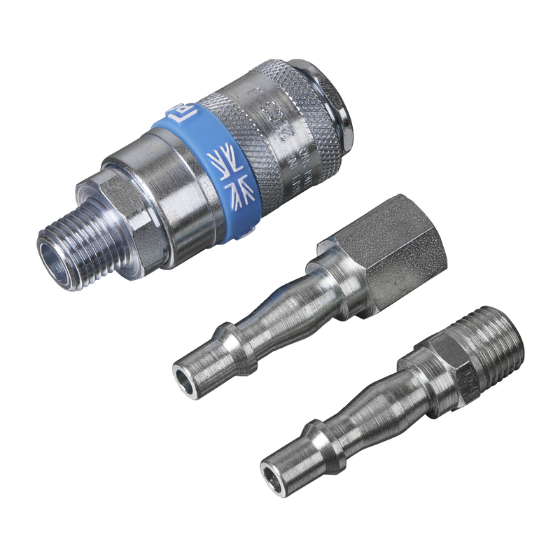 Sealey PCL Air Tool Coupling Kit 1/4" BSPT 3 Piece
