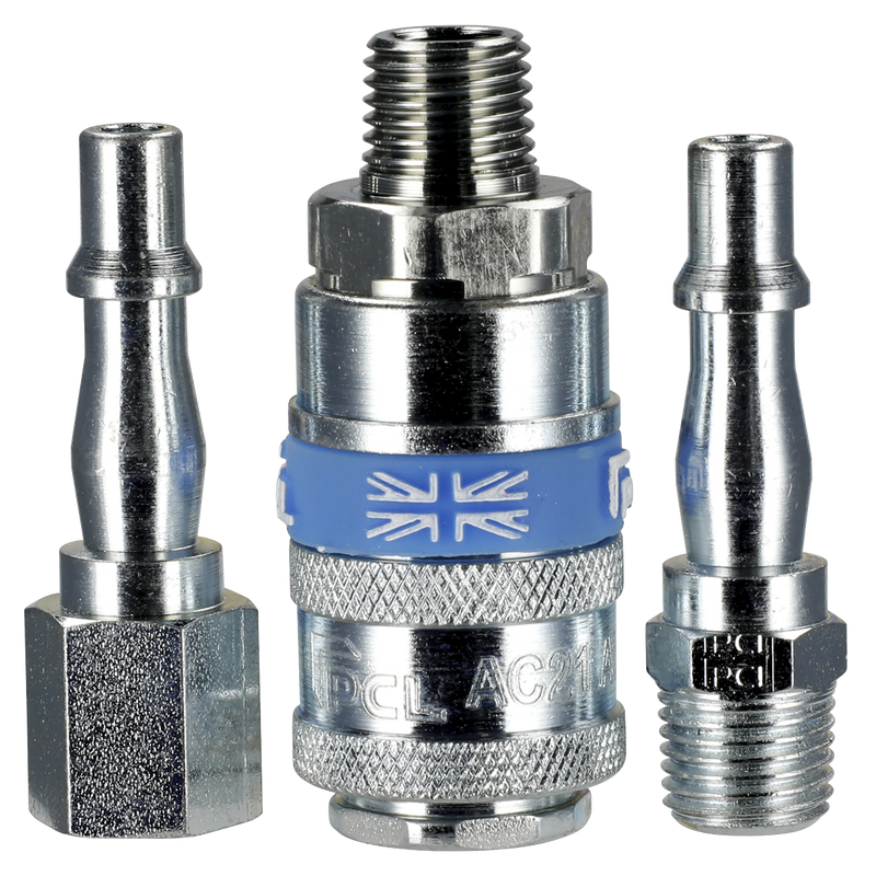 Sealey PCL Air Tool Coupling Kit 1/4" BSPT 3 Piece