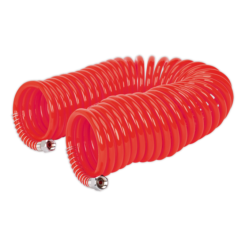 Sealey PU Coiled Air Hose 10m x 6mm with 1/4" BSP Unions
