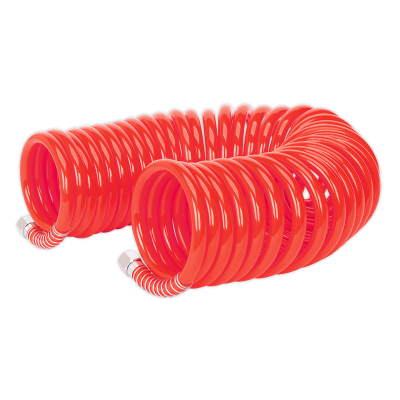 Sealey PU Coiled Air Hose 10m x 6mm with 1/4" BSP Unions