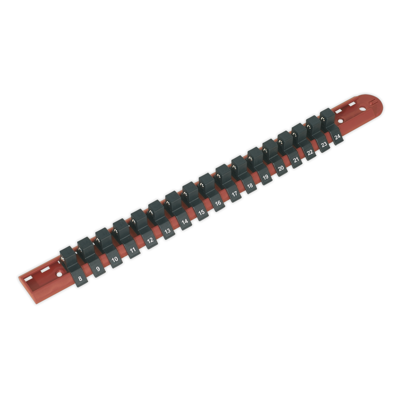 Sealey Premier Socket Retaining Rail 460mm 1/2"Sq Drive with 17 Clips