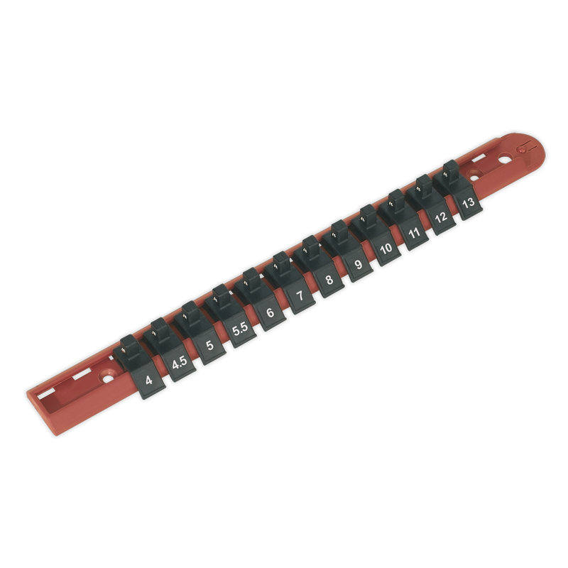 Sealey Premier Socket Retaining Rail 300mm 1/4"Sq Drive with 12 Clips