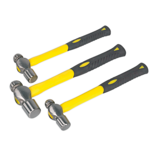 Sealey Premier Ball Pein Hammer Set 3 Piece with Fibreglass Shafts