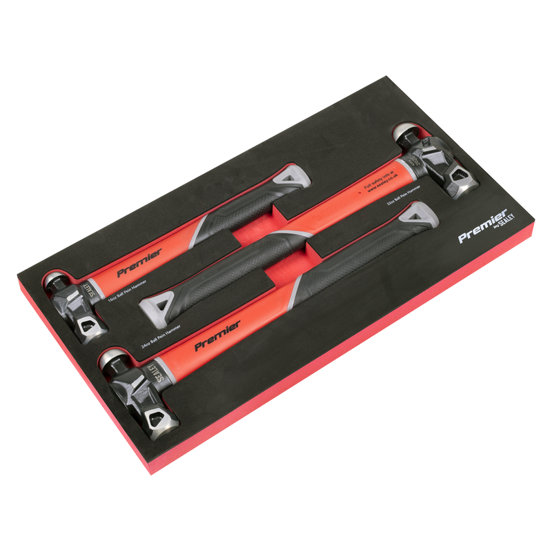 Sealey Premier Ball Pein Hammer Set 3 Piece - 450g, 680g, 907g