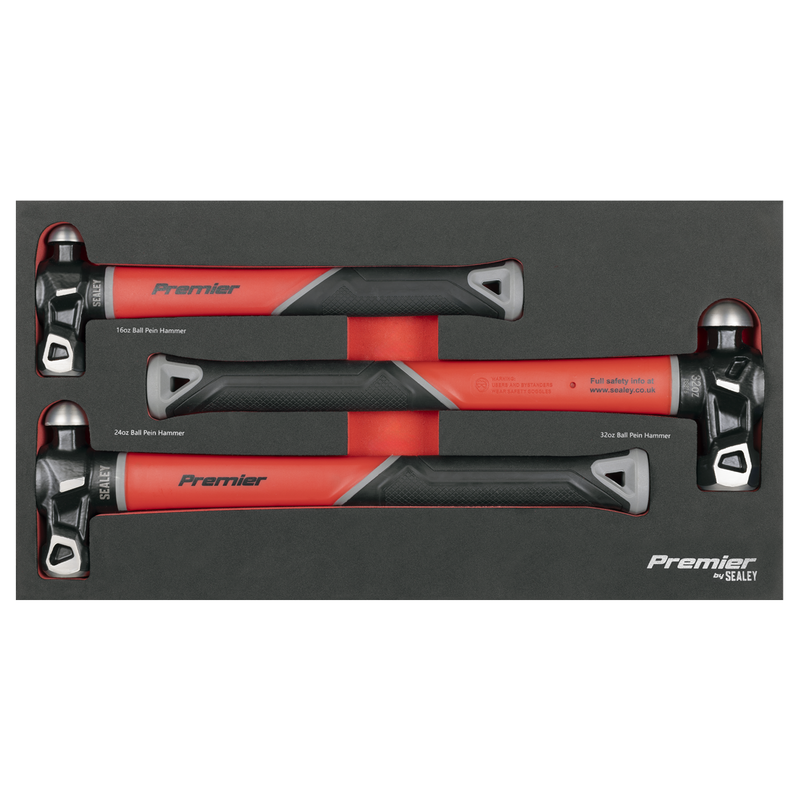 Sealey Premier Ball Pein Hammer Set 3 Piece - 450g, 680g, 907g