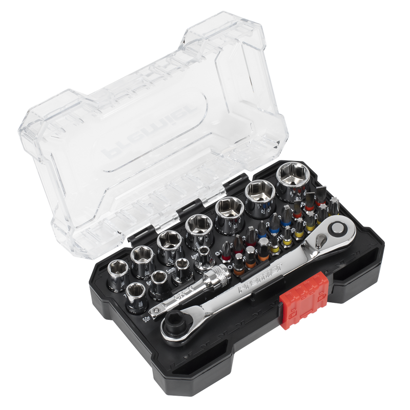 Sealey Premier Socket & Colour-Coded Bit Set 31 Piece 1/4"Sq Drive