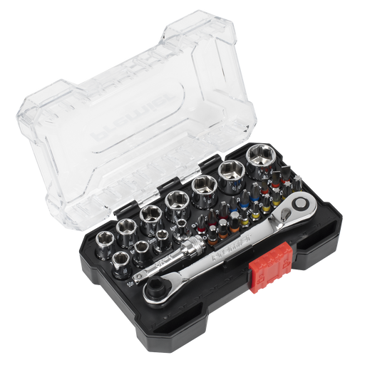 Sealey Premier Socket & Colour-Coded Bit Set 31 Piece 1/4"Sq Drive