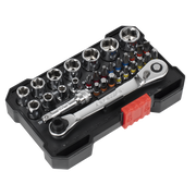 Sealey Premier Socket & Colour-Coded Bit Set 31 Piece 1/4"Sq Drive