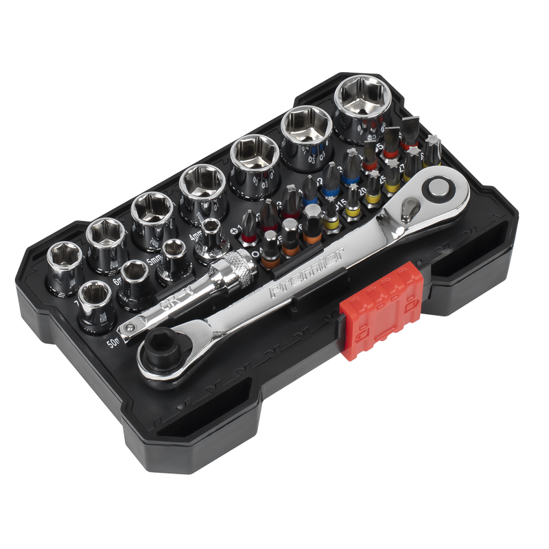Sealey Premier Socket & Colour-Coded Bit Set 31 Piece 1/4"Sq Drive