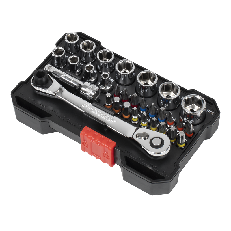 Sealey Premier Socket & Colour-Coded Bit Set 31 Piece 1/4"Sq Drive
