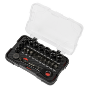 Sealey Premier Black Socket & Bit Set 31 Piece 1/4" Drive Low Profile