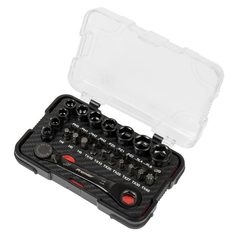 Sealey Premier Black Socket & Bit Set 31 Piece 1/4" Drive Low Profile