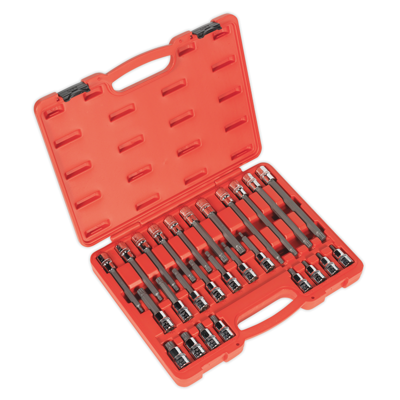 Sealey Premier Spline Socket Bit Set 1/2" Sq Drive 26 Piece