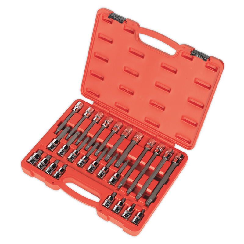 Sealey Premier Spline Socket Bit Set 1/2" Sq Drive 26 Piece