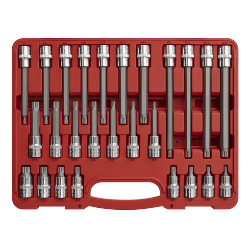 Sealey Premier Spline Socket Bit Set 1/2" Sq Drive 26 Piece