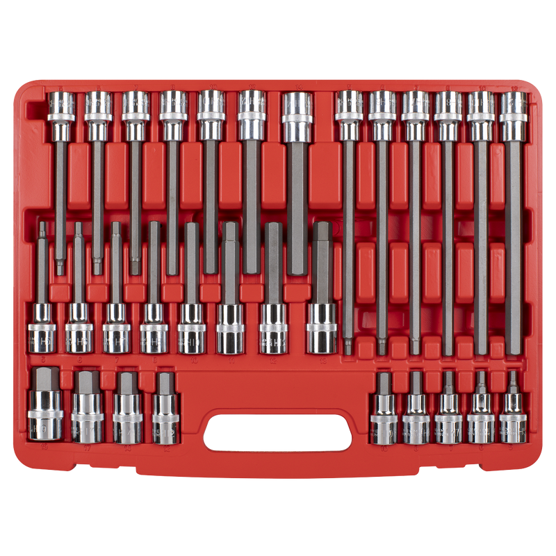 Sealey Premier Hex Socket Bit Set 30 Piece 1/2" Drive