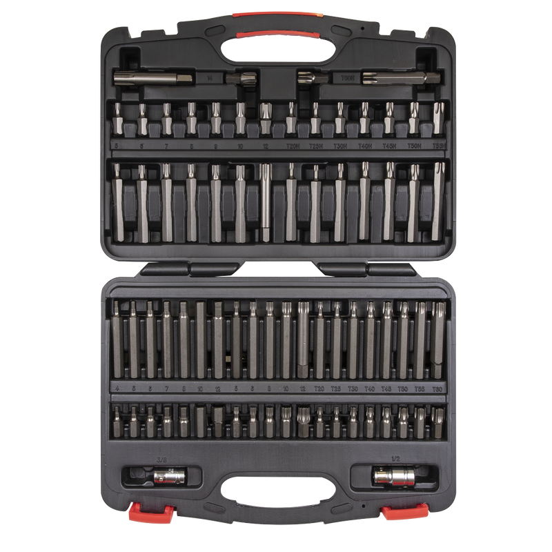 Sealey Premier Platinum Bit Set 74 Piece TRX-Star Hex Security 3/8" & 1/2" Drive
