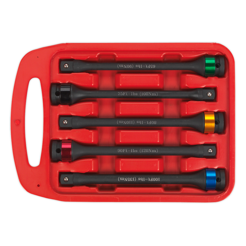 Sealey Torque Stick Set 1/2" Drive 5 Piece with Colour Coding
