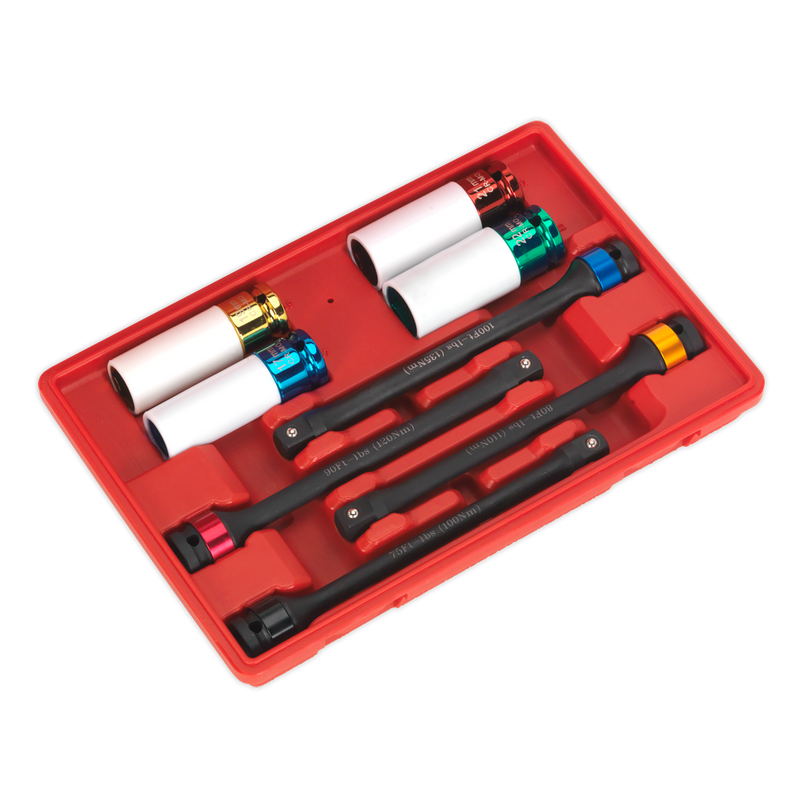 Sealey Torque Stick & Impact Socket Set 1/2" Drive 8 Piece